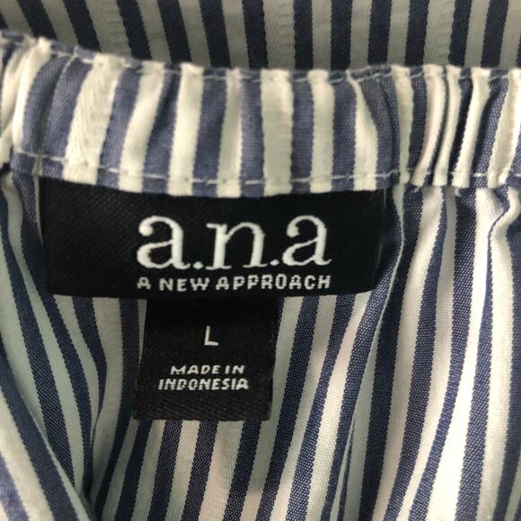 a.n.a Ruffle Cap Sleeve Striped Top Size Large - Picture 2 of 12